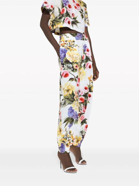 Dolce & Gabbana floral-print cotton track pants - White