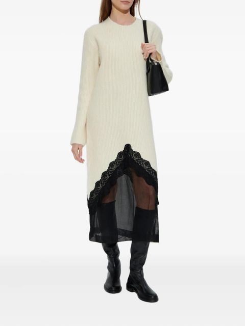 Jil Sander lace-panel midi dress - Neutrals - zdjęcie produktu nr 2