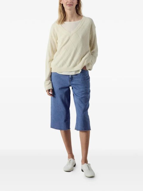 American Vintage diamond-knit V-neck sweater - Neutrals - zdjęcie produktu nr 2