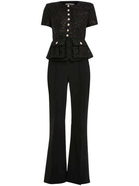 Self-Portrait tinsel bouclé jumpsuit - Black - zdjęcie produktu nr 1