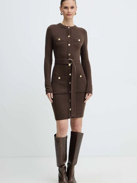 Marciano by Guess sukienka z dodatkiem kaszmiru AFRAH kolor brązowy 5BGK43 5893Z - zdjęcie produktu nr 2