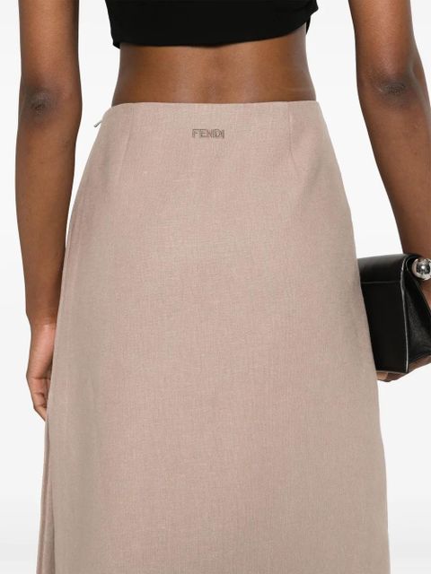 FENDI linen midi skirt - Brown
