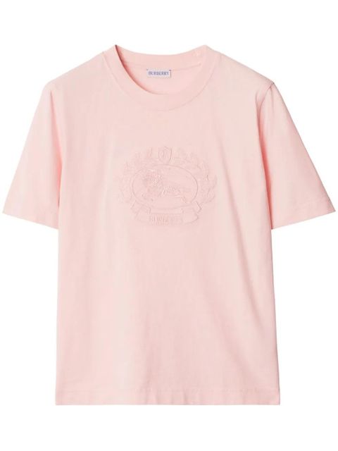 Burberry logo embroidered cotton t-shirt - Pink - zdjęcie produktu nr 1