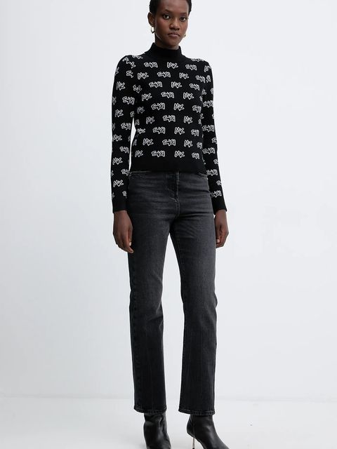 MICHAEL Michael Kors sweter damski kolor czarny lekki z półgolfem MF561COK0M