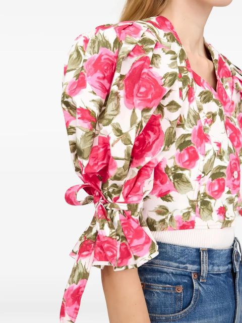 Chloé floral print cropped blouse - White