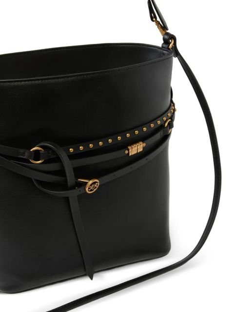 PINKO medium studded leather bucket bag - Black