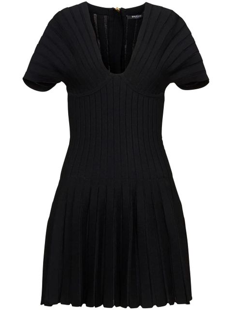 Balmain Pleated Mesh mini dress - Black - zdjęcie produktu nr 1