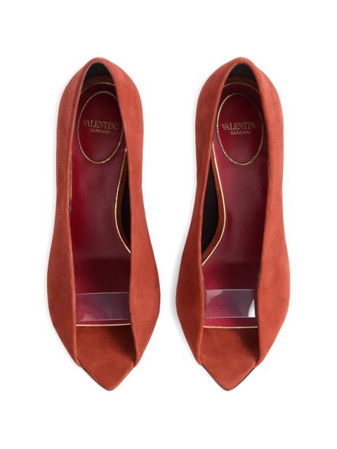 Valentino Garavani open-toe révélé suede pumps 105mm - Red