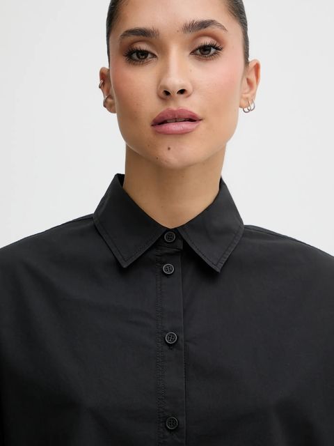 Karl Lagerfeld Jeans koszula bawełniana damska kolor czarny regular z kołnierzykiem klasycznym B1W11027