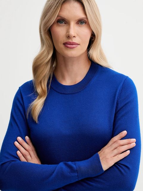 Calvin Klein sweter z dodatkiem wełny damski kolor niebieski lekki LV044D370G