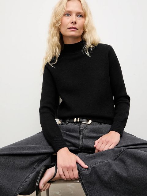 Answear.LAB sweter z kaszmirem damski kolor czarny z półgolfem - zdjęcie produktu nr 1