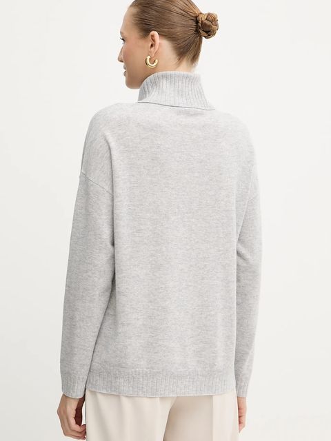 Liu Jo sweter wełniany damski kolor szary lekki z golfem TF5179.MS026