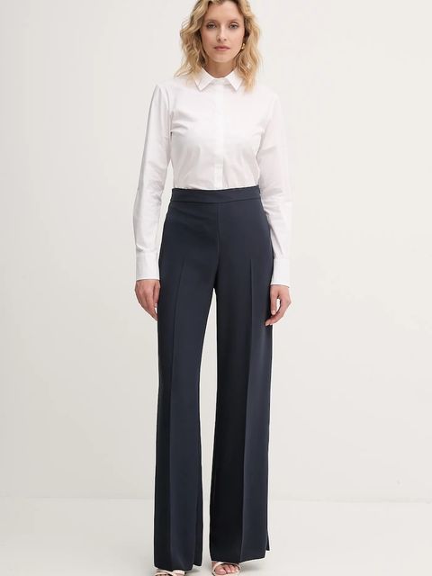 MAX&Co. spodnie damskie kolor granatowy proste high waist 2418131034200