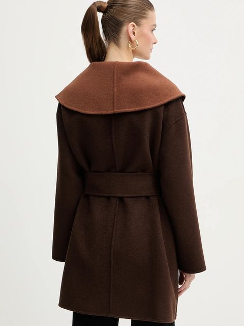 Karl Lagerfeld płaszcz dwustronny z dodatkiem wełny kolor brązowy B1W15038