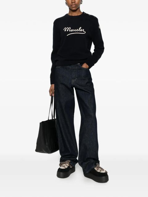 Moncler button crew-neck sweater - Blue - zdjęcie produktu nr 2