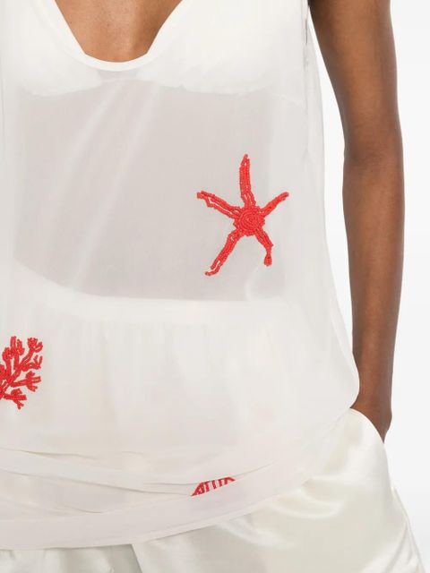 MC2 Saint Barth Raya bead-embellished semi-sheer mini dress - Neutrals