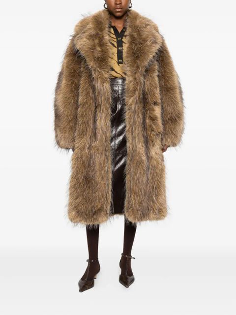 GANNI notched-lapel faux-fur coat - Neutrals - zdjęcie produktu nr 2