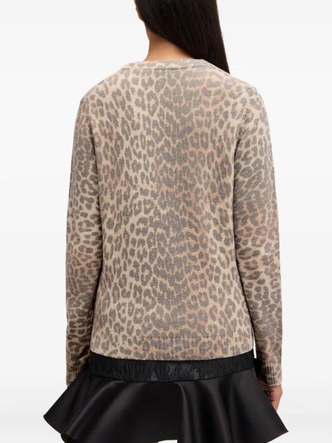 GANNI leopard-print logo-detail sweater - Brown