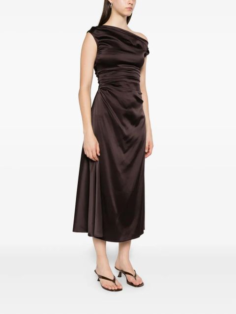 STAUD cowl-neck draped dress - Brown