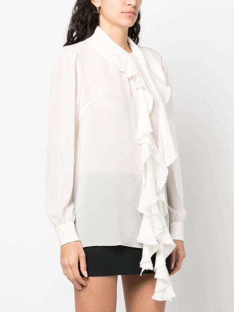 Dolce & Gabbana frilled-trim silk blouse - White