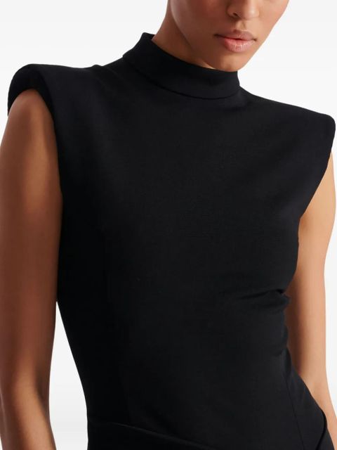 Balmain zip-detail shoulder-pad maxi dress - Black