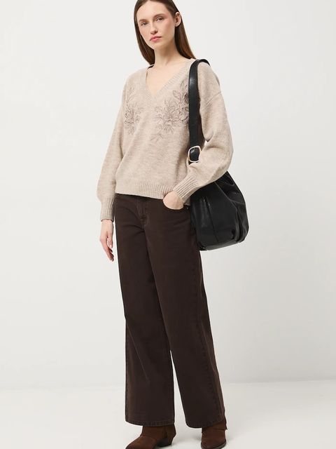 Medicine sweter z domieszką wełny damski kolor beżowy - zdjęcie produktu nr 2