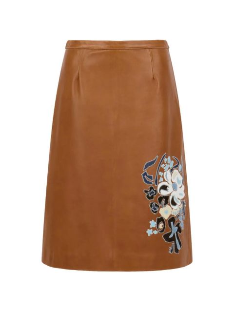 Marni floral intarsia leather skirt - Brown - zdjęcie produktu nr 1