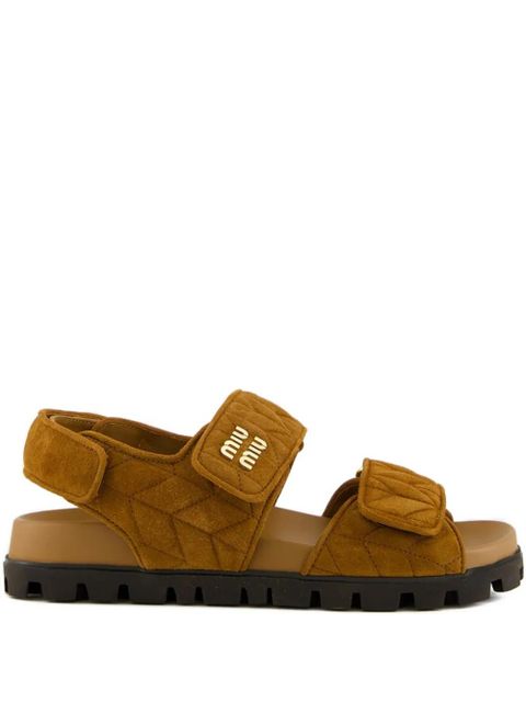 Miu Miu Sporty quilted double-strap sandals - Brown - zdjęcie produktu nr 1