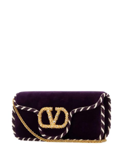 Valentino Garavani Locò velvet clutch bag - Purple