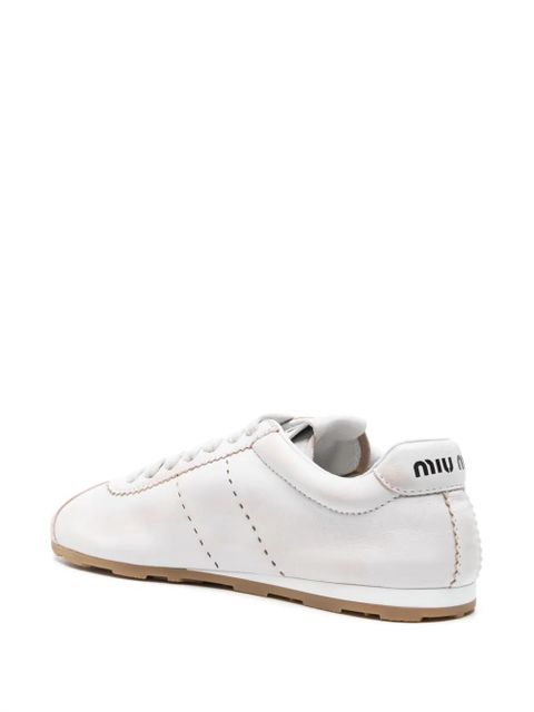 Miu Miu bleached leather sneakers - White