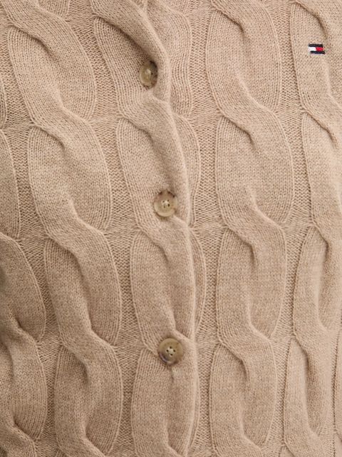 Tommy Hilfiger kardigan wełniany damski kolor beżowy WW0WW47463