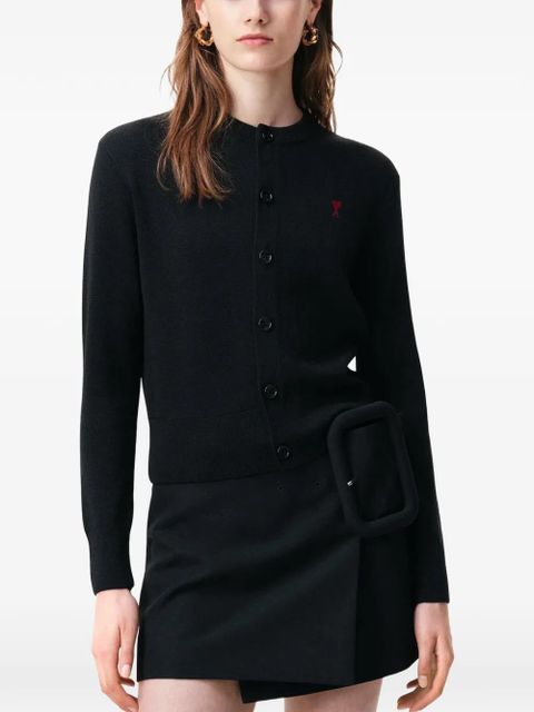 AMI Paris heart button wool cardigan - Black - zdjęcie produktu nr 2
