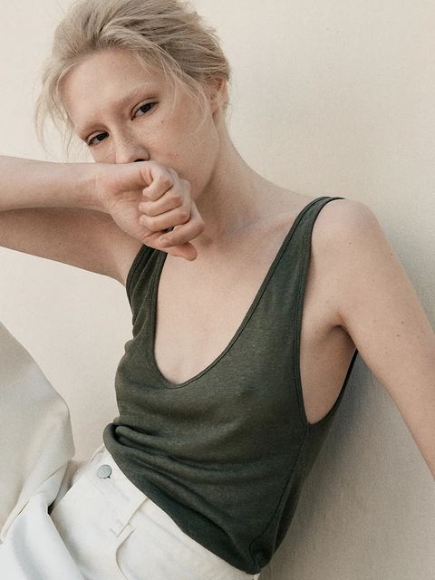 MUUV. top lniany CACHE damskie kolor zielony - zdjęcie produktu nr 2