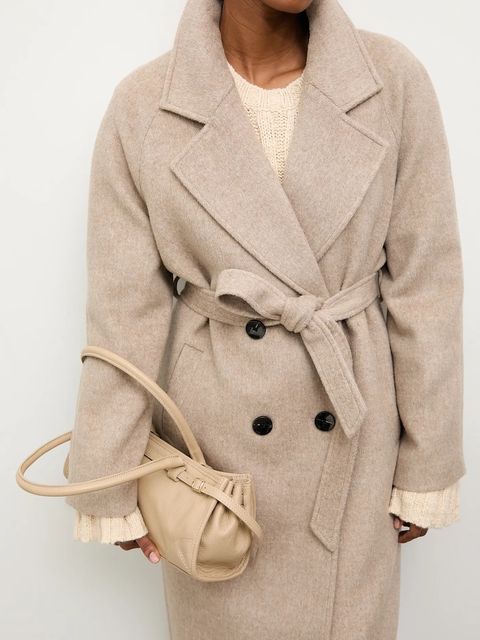 Answear Lab płaszcz wełniany kolor brązowy przejściowy dwurzędowy