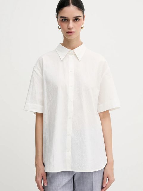 Sisley koszula bawełniana damska kolor biały regular z kołnierzykiem klasycznym 52EHLQ094