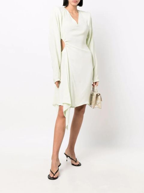 Off-White cut-out long-sleeve dress - Green