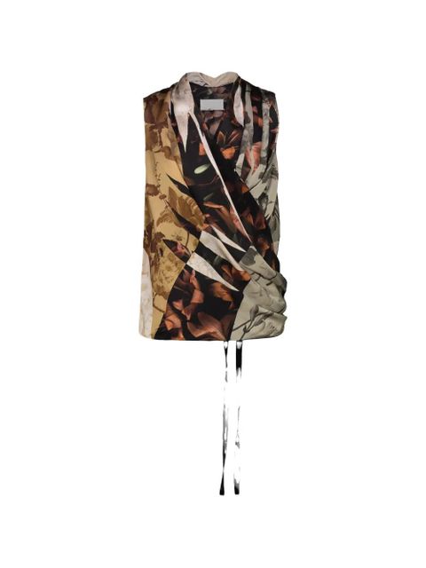 Maison Margiela floral-print draped top - Black - zdjęcie produktu nr 1
