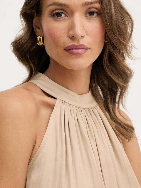 Morgan sukienka kolor beżowy maxi rozkloszowana RAMAGE