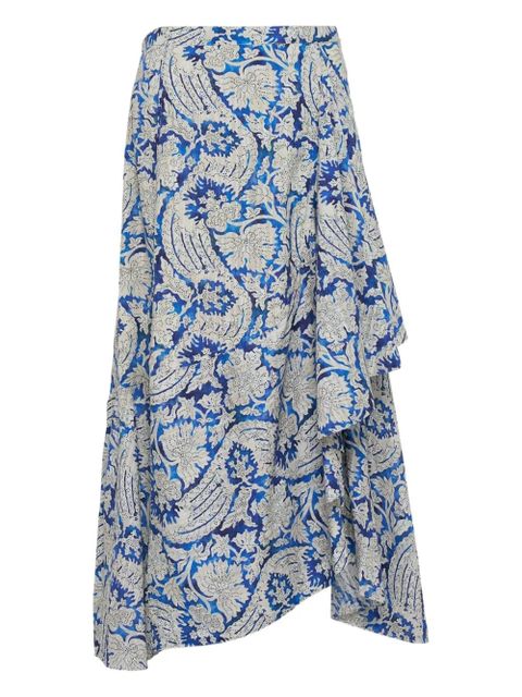 Ulla Johnson paisley-print ruffled skirt - Blue - zdjęcie produktu nr 1