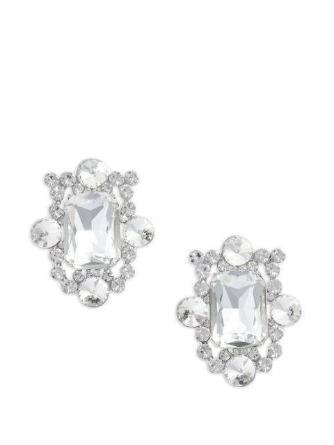 Self-Portrait crystal cluster statement earrings - Silver
