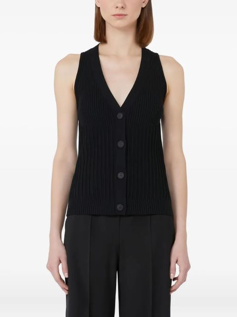Max Mara ribbed button-front vest - 002|BLACK