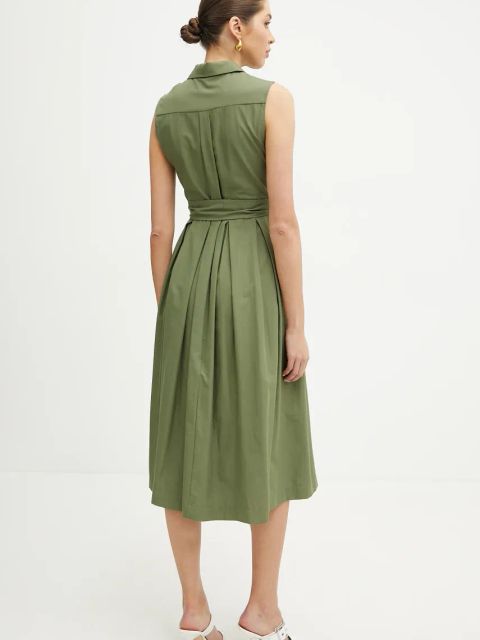 Silvian Heach sukienka PORDERO kolor zielony midi rozkloszowana GPP25450VE