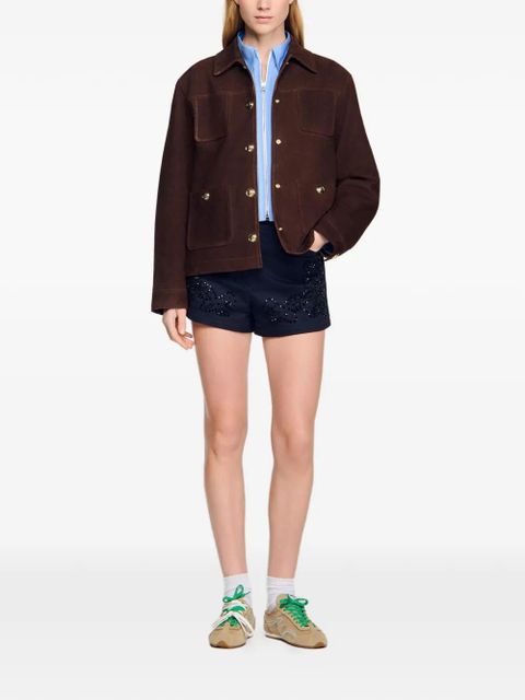 SANDRO buttoned pocket leather jacket - Brown - zdjęcie produktu nr 2