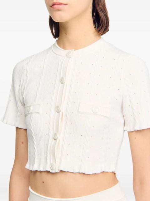 SANDRO cable-knit cardigan - Neutrals