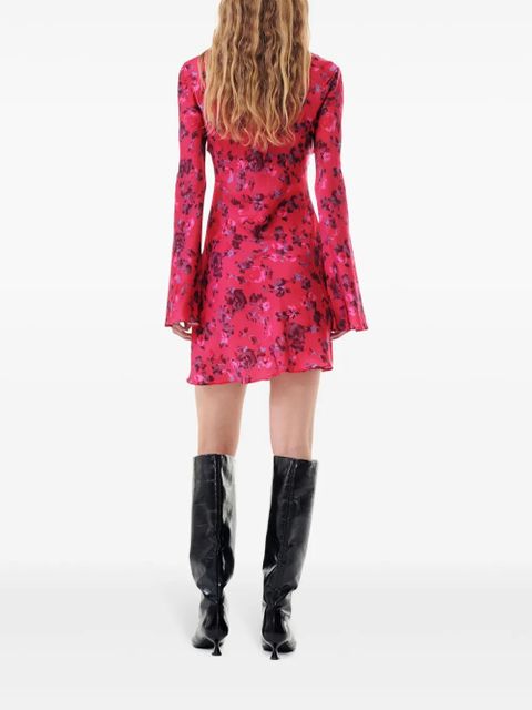 GANNI floral-print long-sleeve dress - Pink