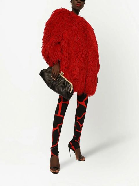 Dolce & Gabbana single-breasted faux-fur coat - Red