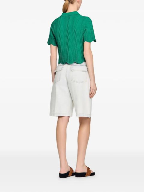 SANDRO wave-pattern T-shirt - Green