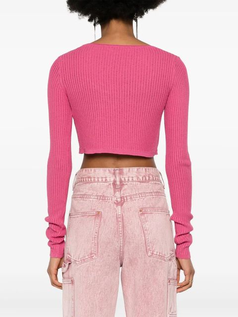 Blumarine logo-plaque cropped cardigan - Pink
