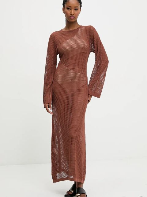 Answear Lab sukienka plażowa kolor brązowy