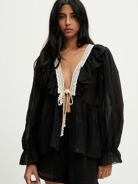 Answear.LAB bluzka damska kolor czarny z aplikacją